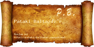 Pataki Baltazár névjegykártya